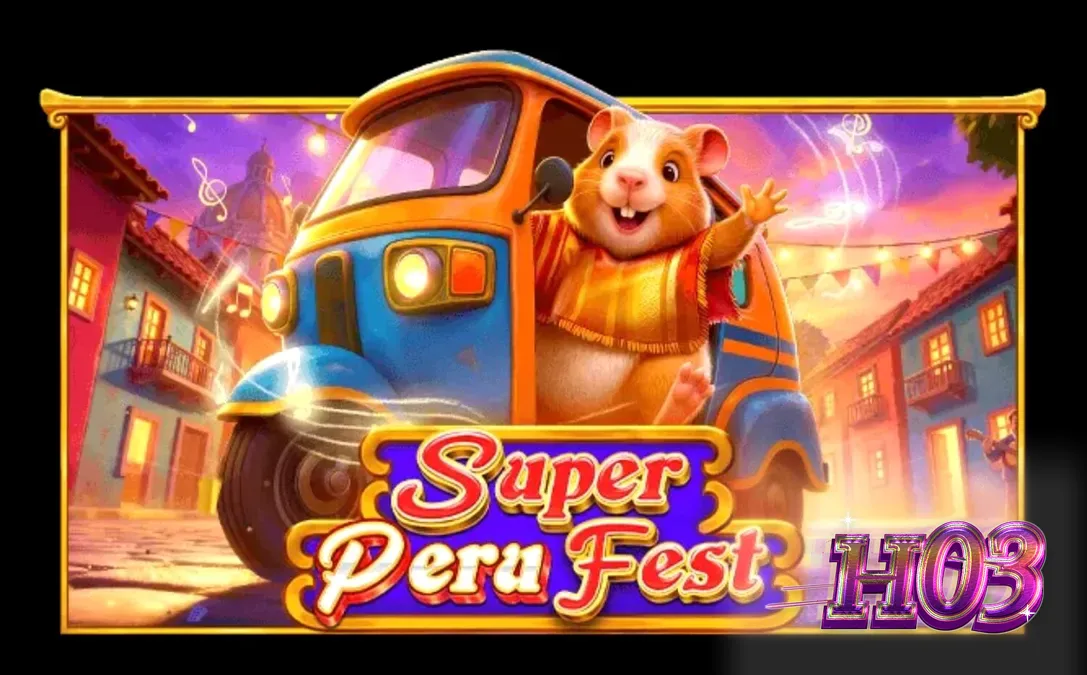 Tampilan visual slot Super Peru Fest dengan tema karnaval Amerika Selatan yang meriah.